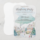 Weihnachtsfeier im Wasserfarbenbereich Einladung (Vorne/Hinten)