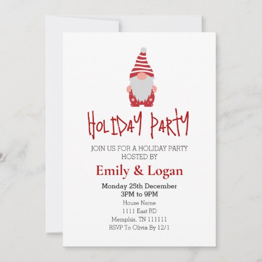 Weihnachtsfeier in Gnome Einladung (Vorderseite)