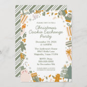 Weihnachtsfeier in Grün und Gold Einladung (Vorne/Hinten)