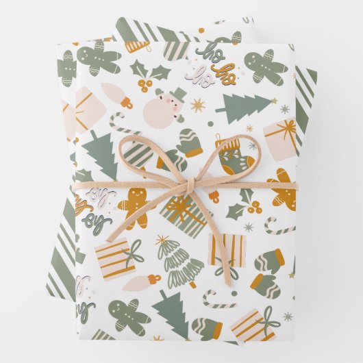Weihnachtsfeier in Grün und Gold Geschenkpapier Set (Beispiel)