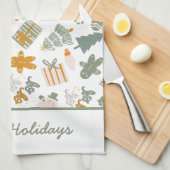 Weihnachtsfeier in Grün und Gold Geschirrtuch (Viertel Falte)