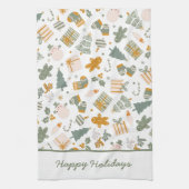 Weihnachtsfeier in Grün und Gold Geschirrtuch (Vertikal)