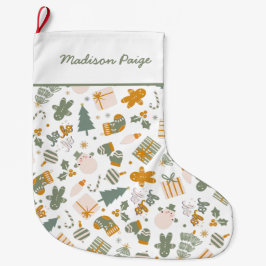 Weihnachtsfeier in Grün und Gold Großer Weihnachtsstrumpf