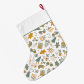Weihnachtsfeier in Grün und Gold Großer Weihnachtsstrumpf (Rückseite (Hängend))