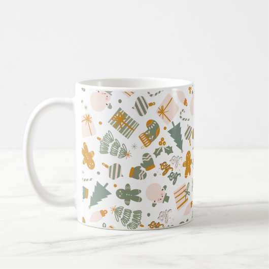 Weihnachtsfeier in Grün und Gold Kaffeetasse (Links)