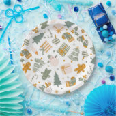 Weihnachtsfeier in Grün und Gold Pappteller (Party)