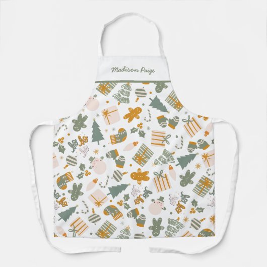 Weihnachtsfeier in Grün und Gold Schürze (Vorderseite)