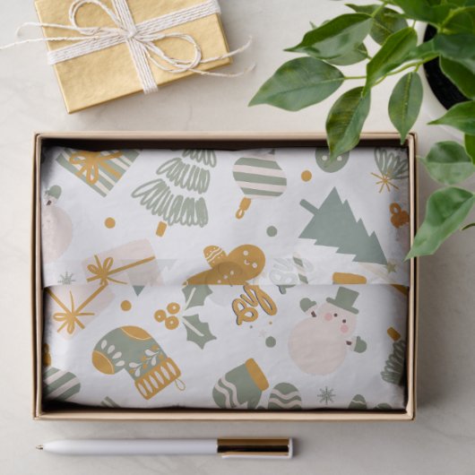 Weihnachtsfeier in Grün und Gold Seidenpapier (Geschenk)