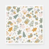 Weihnachtsfeier in Grün und Gold Serviette (Vorderseite)