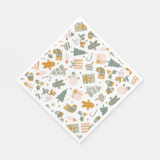 Weihnachtsfeier in Grün und Gold Serviette (Ecke)