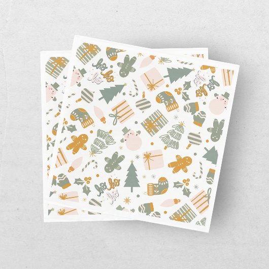 Weihnachtsfeier in Grün und Gold Serviette