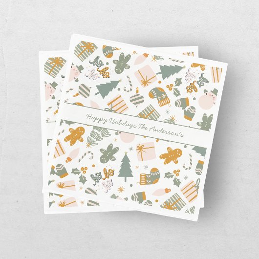 Weihnachtsfeier in Grün und Gold Serviette