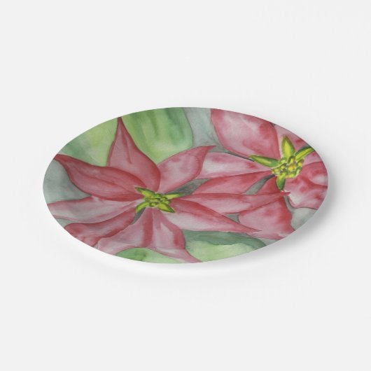 Weihnachtsfeier in Poinsettia Pappteller (Schrägansicht)