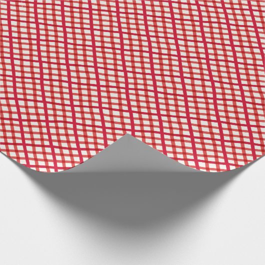 Weihnachtsfeier in Red Gingham überprüft Geschenkpapier (Ecke)