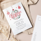 Weihnachtsfeier in Rot und Grün Einladungspostkarte