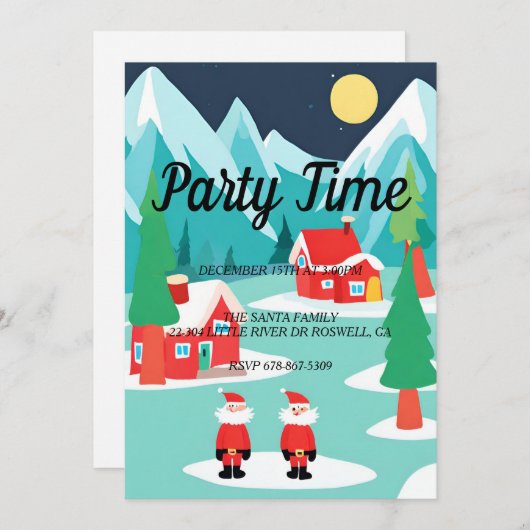 Weihnachtsfeier in Santa NorthPole Einladung (Vorne/Hinten)