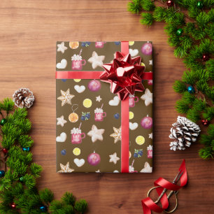 Weihnachtsfeier Ingwerbrot Wasserfarbe Geschenkpapier