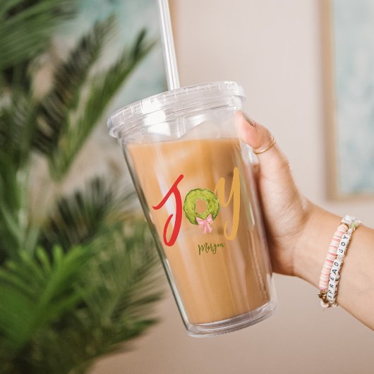 Weihnachtsfeier Joy Typografy Niedlich Name Holida Acryltrinkbecher