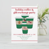 Weihnachtsfeier Kaffee- & Geschenkaustausch Einladung (Stehend Vorderseite)