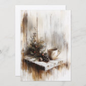 Weihnachtsfeier Kaffeekitte Ölmalerei Feiertagskarte (Vorne/Hinten)