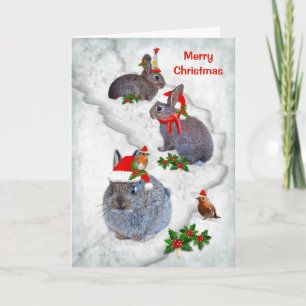 Weihnachtsfeier-Karte für Kaninchen (eigene Nachri Feiertagskarte