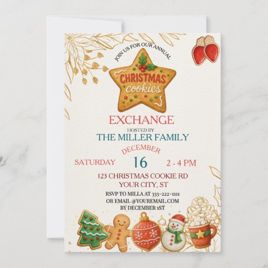 Weihnachtsfeier-Kekse-Tausch  Einladung (Vorderseite)