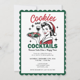 Weihnachtsfeier Kekse Und Cocktails Retro Einladung