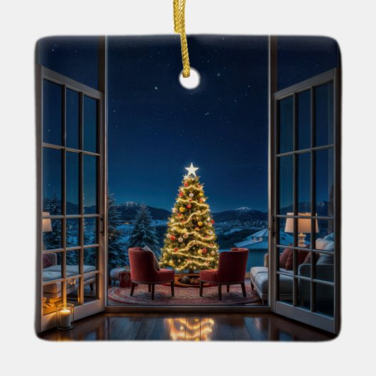 Weihnachtsfeier Keramikornament (Vorderseite)