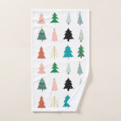 Weihnachtsfeier Kunstwerk Xmas Bäume Weiß Badhandtuch Set (Handtuch)