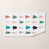 Weihnachtsfeier Kunstwerk Xmas Bäume Weiß Badhandtuch Set (Handtuch)