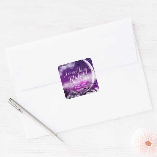 Weihnachtsfeier Liebe Moon Wedding Quadratischer Aufkleber (Umschlag)