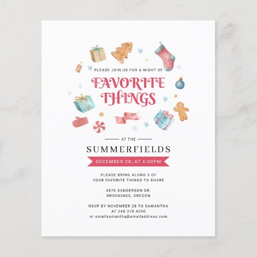 Weihnachtsfeier Lieblings-Dinge Einladung (Vorderseite)