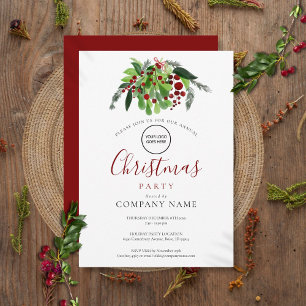Weihnachtsfeier-Logo der Christmas Red Berries Com Einladung
