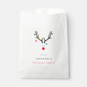 Weihnachtsfeier lustige Rentiere weiß rot Geschenktütchen (Vorderseite)