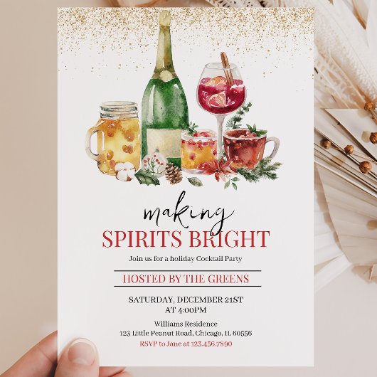 Weihnachtsfeier 'Making Spirits Bright' Einladung