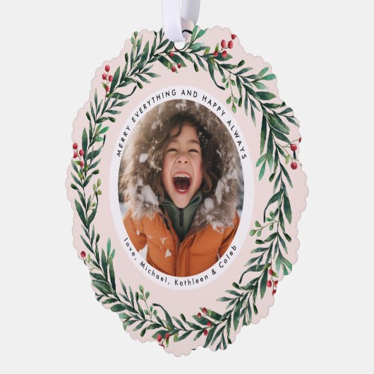 Weihnachtsfeier | Merry Everything Foto Ornament Karte (Links)