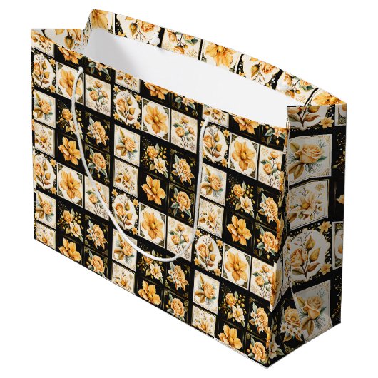 Weihnachtsfeier mit Blume Große Geschenktüte (Rückseite Schrägansicht)