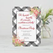 Weihnachtsfeier mit Buffalo Kariert Einladung (Stehend Vorderseite)