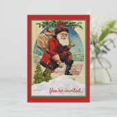 Weihnachtsfeier mit dem Weihnachtsmann Einladung (Stehend Vorderseite)
