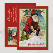 Weihnachtsfeier mit dem Weihnachtsmann Einladung (Vorne/Hinten)
