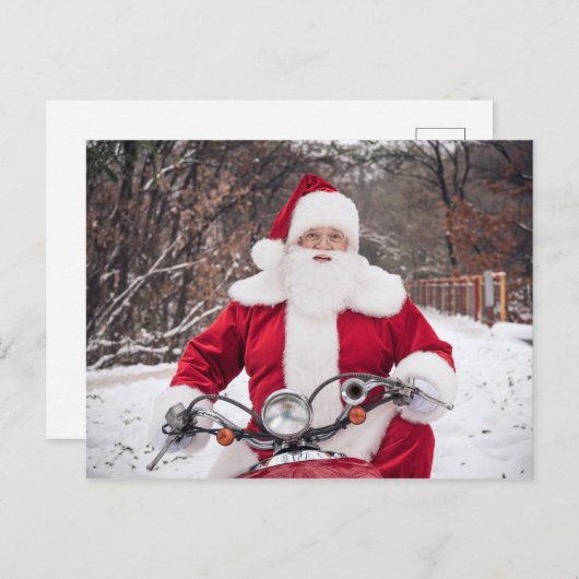 Weihnachtsfeier mit der Post-Motorrad-Karte Postkarte (Vorne/Hinten)