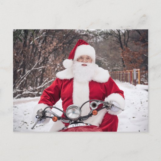 Weihnachtsfeier mit der Post-Motorrad-Karte Postkarte (Vorderseite)