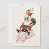 Weihnachtsfeier mit einer Maus, die auf Karten häl (Vorderseite)