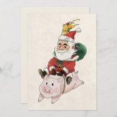 Weihnachtsfeier mit einer Maus, die auf Karten häl (Vorne/Hinten)