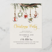 Weihnachtsfeier mit Glasschmuck Folieneinladung (Vorderseite)