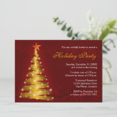 Weihnachtsfeier mit Gold Ribbon Einladung (Stehend Vorderseite)