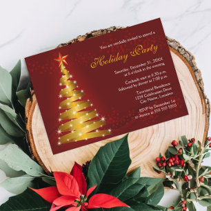 Weihnachtsfeier mit Gold Ribbon Einladung