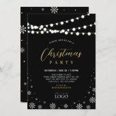 Weihnachtsfeier mit Gold und Black Company Einladung (Vorne/Hinten)
