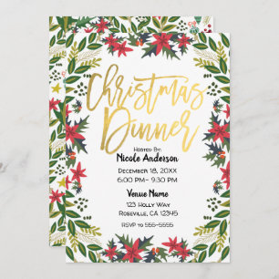 Weihnachtsfeier mit Goldene Schrift Rustikal Einladung