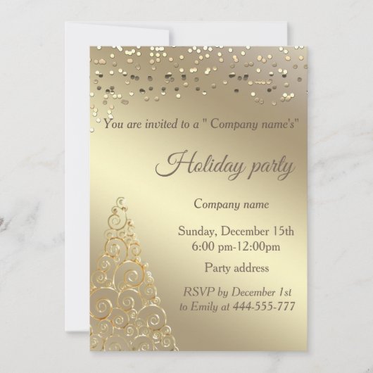 Weihnachtsfeier mit Goldkonfetti Einladung (Vorderseite)